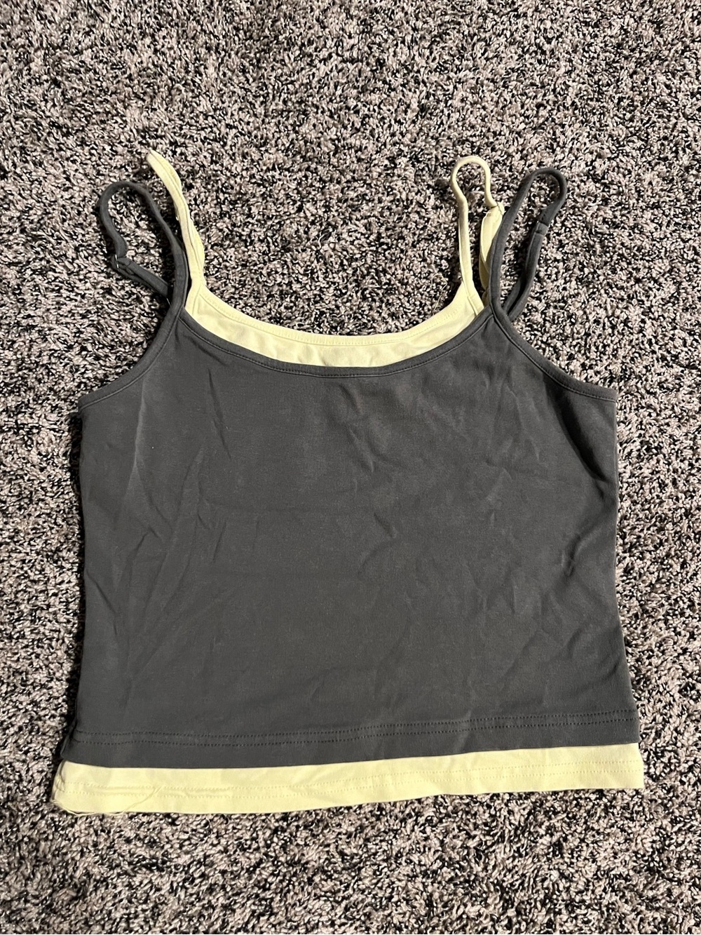 Edikted Black Tank with Pale Yellow Trim